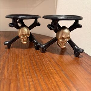 Skull Candle Holders Set / Halloween Candle Holder